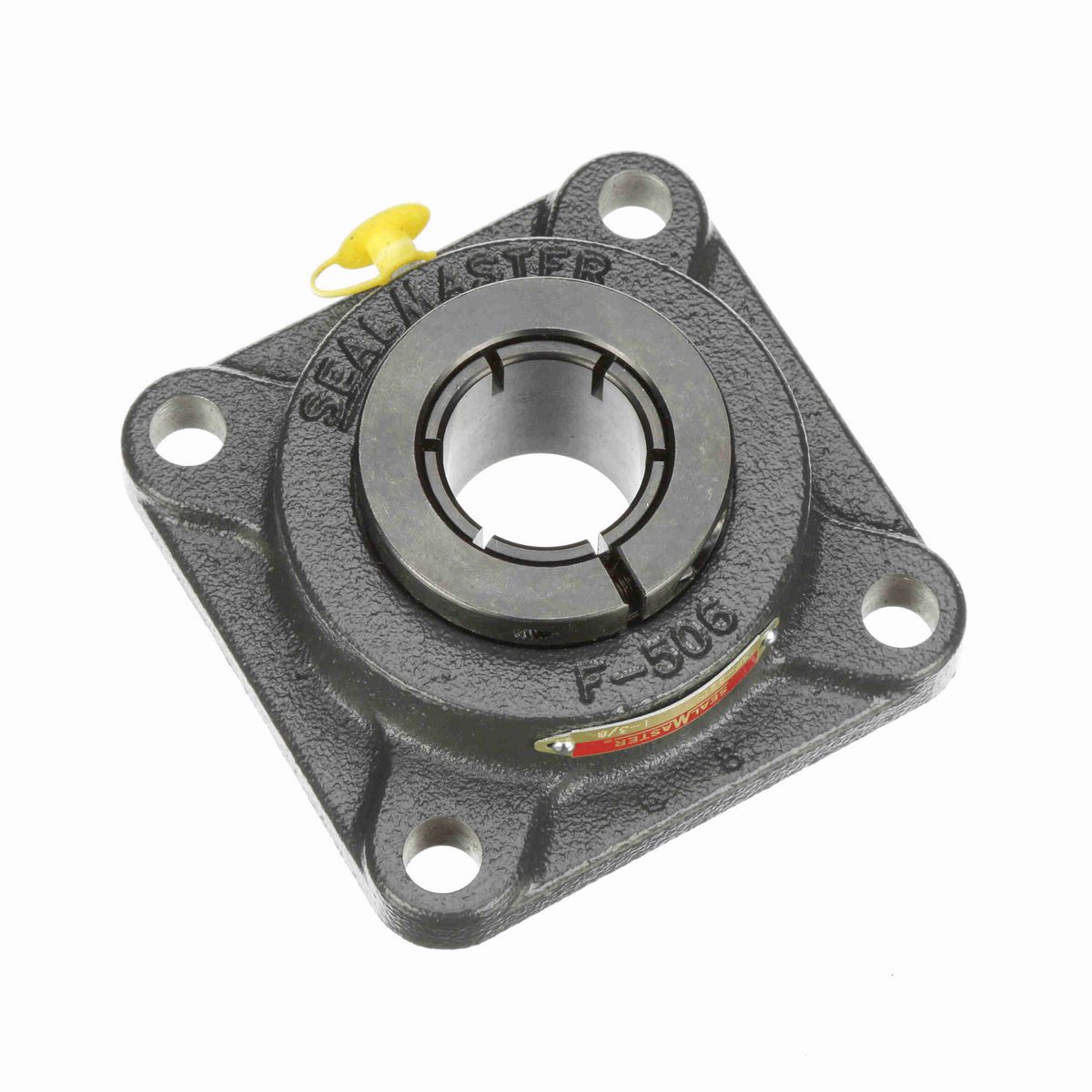 Sealmaster Mounted Cast Iron Four Bolt Flange Ball Bearing - 52100 Bearing Steel, Black Oxided - Concentric Lock - SF-22T