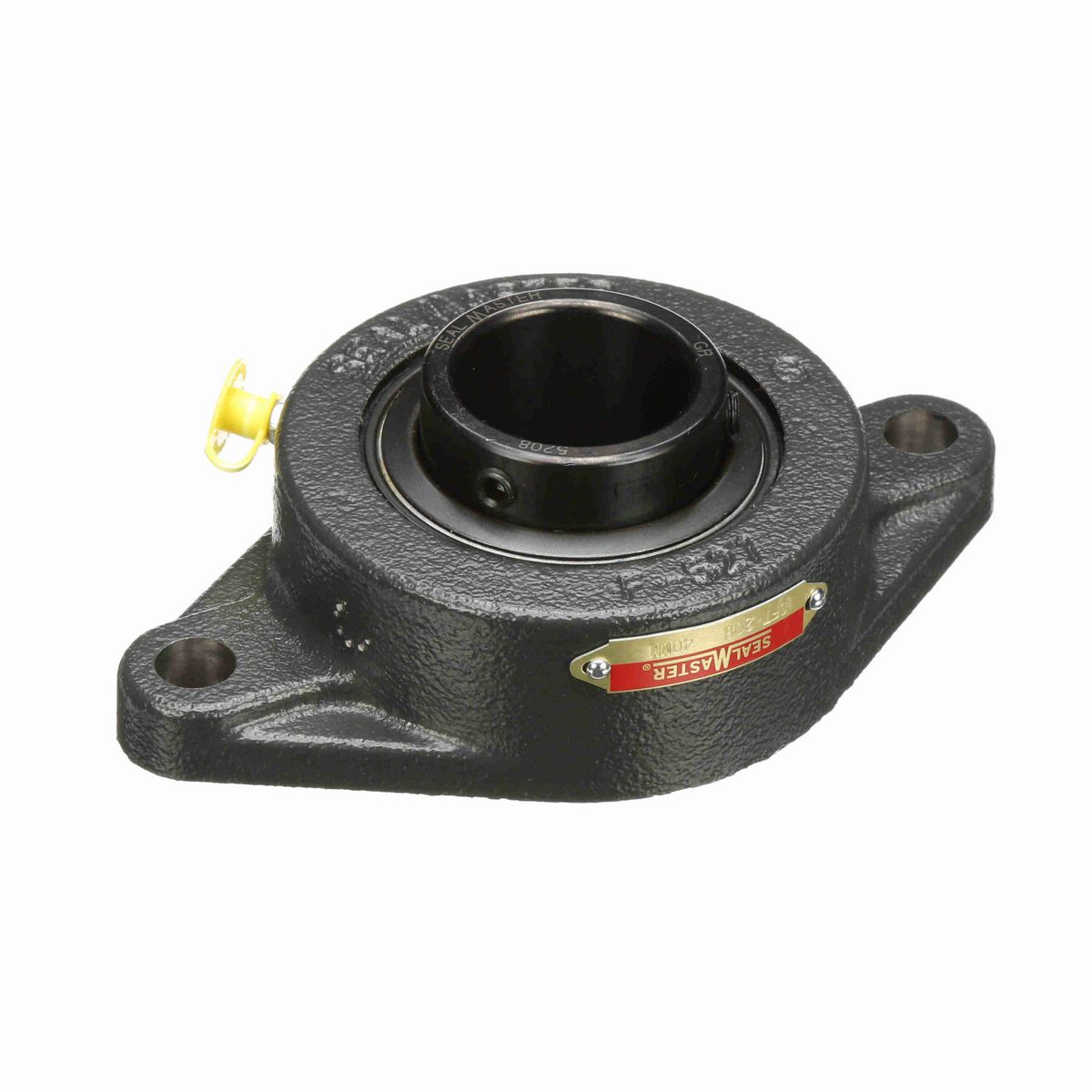 Sealmaster Mounted Cast Iron Two Bolt Flange Ball Bearing - 52100 Bearing Steel, Black Oxided - Setscrew Lock - SFT-208