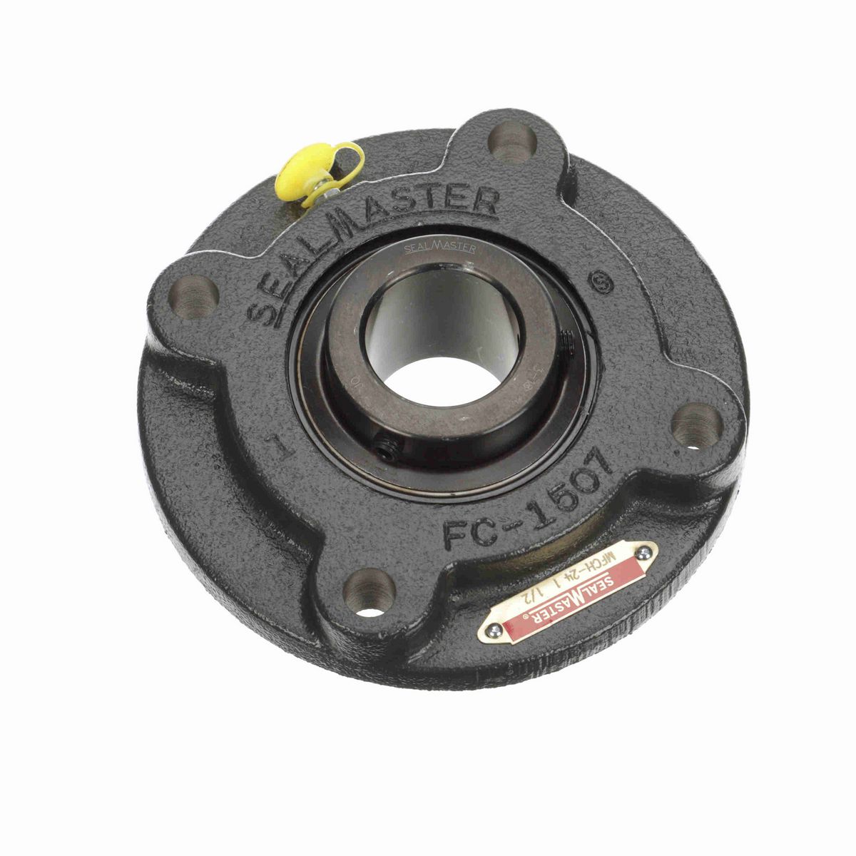 Sealmaster Mounted Cast Iron Flange Cartridge Ball Bearing - 52100 Bearing Steel, Black Oxided - Setscrew Lock - MFCH-24