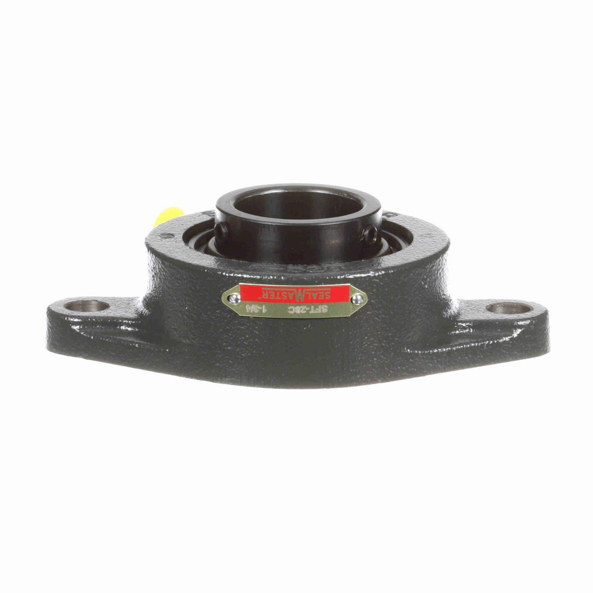Sealmaster Mounted Cast Iron Two Bolt Flange Ball Bearing - 52100 Bearing Steel, Black Oxided - Setscrew Lock - SFT-28C