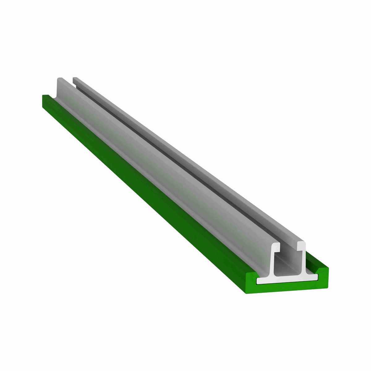 System Plast Rail Cover: 1.69"W X 0.51"H X 240"L Green UHMW-PE - VG-P330CRM-G-20