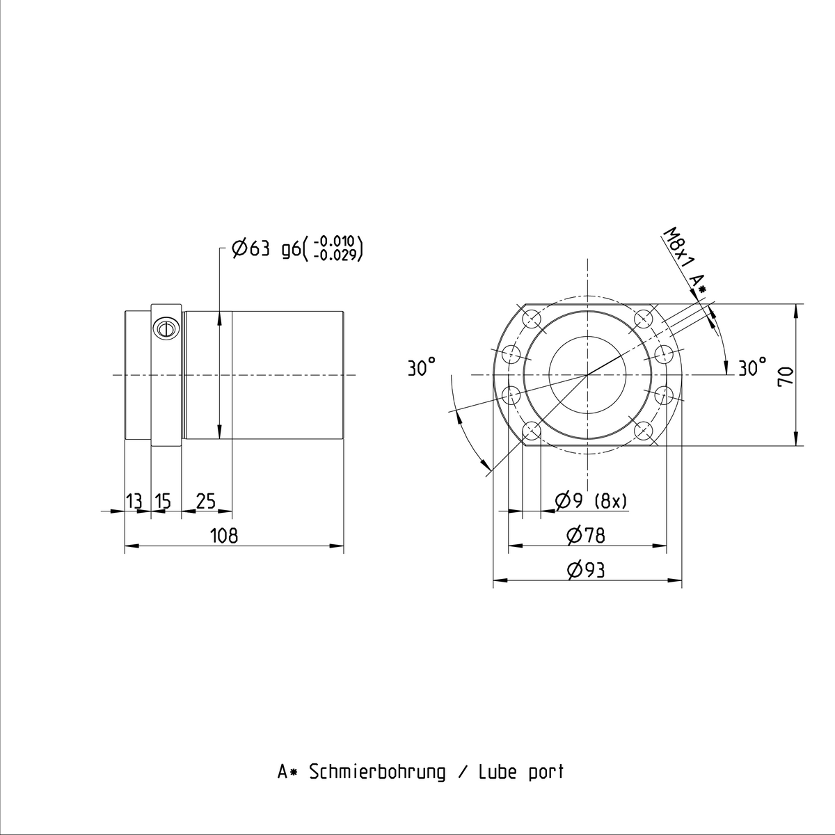 Одинарная гайка с фланцем Bosch Rexroth FED-E-B 40X20RX6-4X2 [R151247032]
