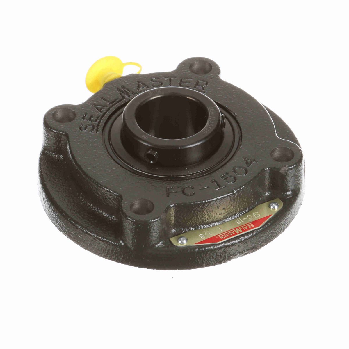 Sealmaster Mounted Cast Iron Flange Cartridge Ball Bearing - 52100 Bearing Steel, Black Oxided - Setscrew Lock - SFC-18