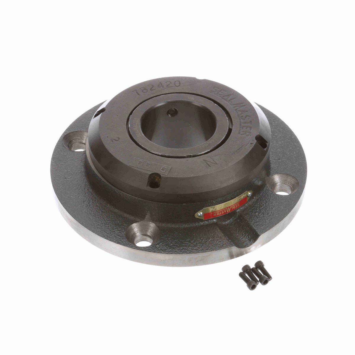 Sealmaster Mounted Cast Iron Flange Cartridge Ball Bearing - 52100 Bearing Steel, Black Oxided - Setscrew Lock - PVR-1102