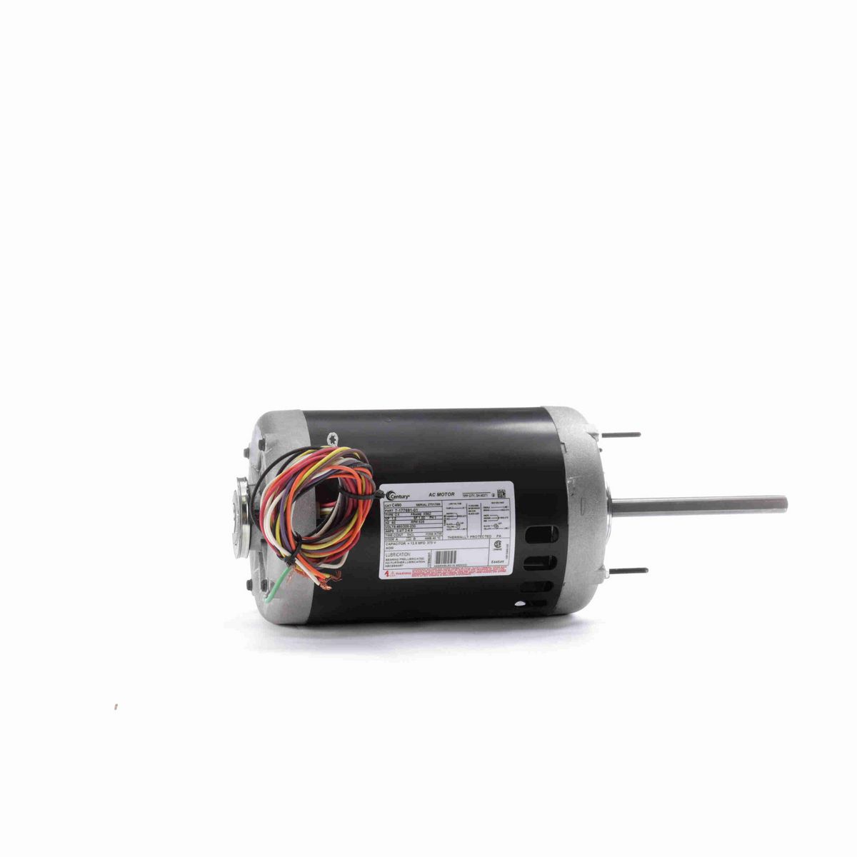 Century Condenser Fan Motor, 1.0 HP, 1 Ph, 60 Hz, 460/200-230 V, 900 RPM, X56Z Frame, OPEN - C490