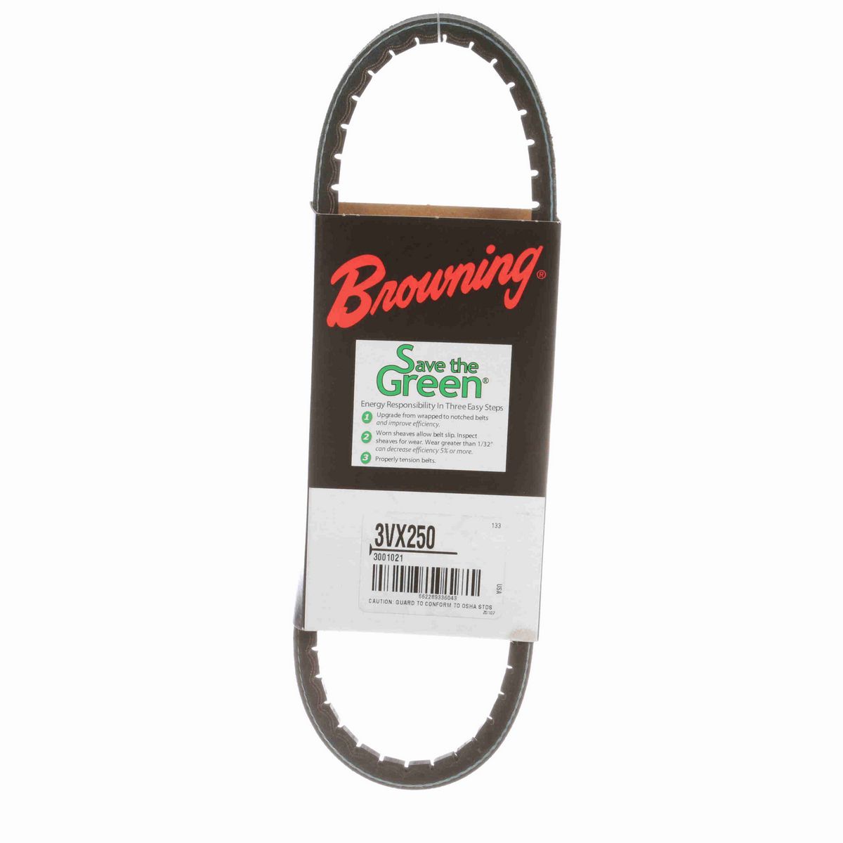 Browning EPDM Notched Belt 98% Efficient - 3VX250