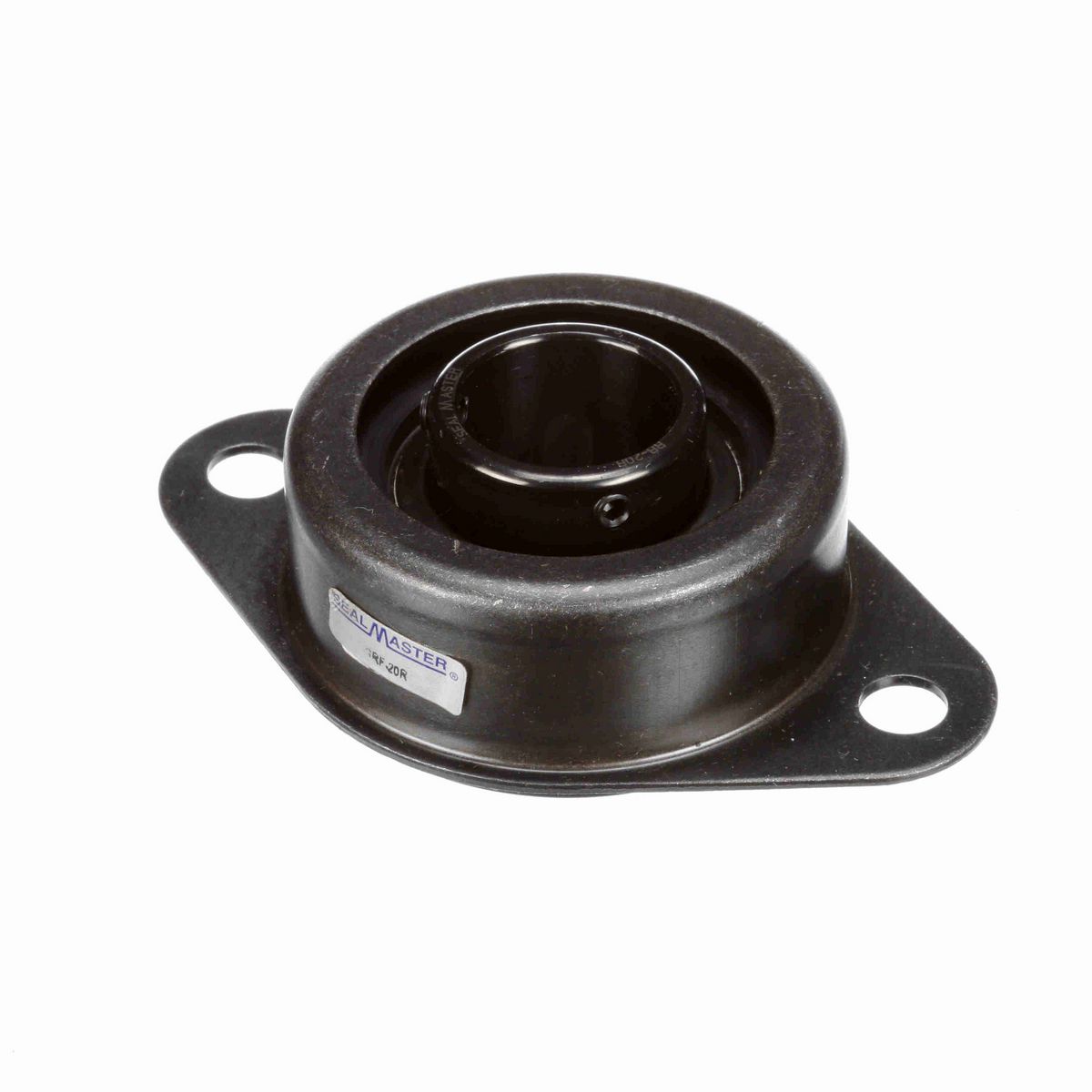 Sealmaster Mounted Stamped Steel Two Bolt Flange Ball Bearing - 52100 Bearing Steel, Black Oxided - Setscrew Lock - SRF-20R