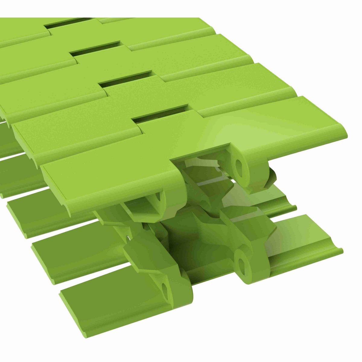 Rexnord 879TAB Side-flexing Solid Top, Material: Bright Lime-Green Dry PET Low Friction, Width: 4.5in, Pitch: 1.5in - 10679727