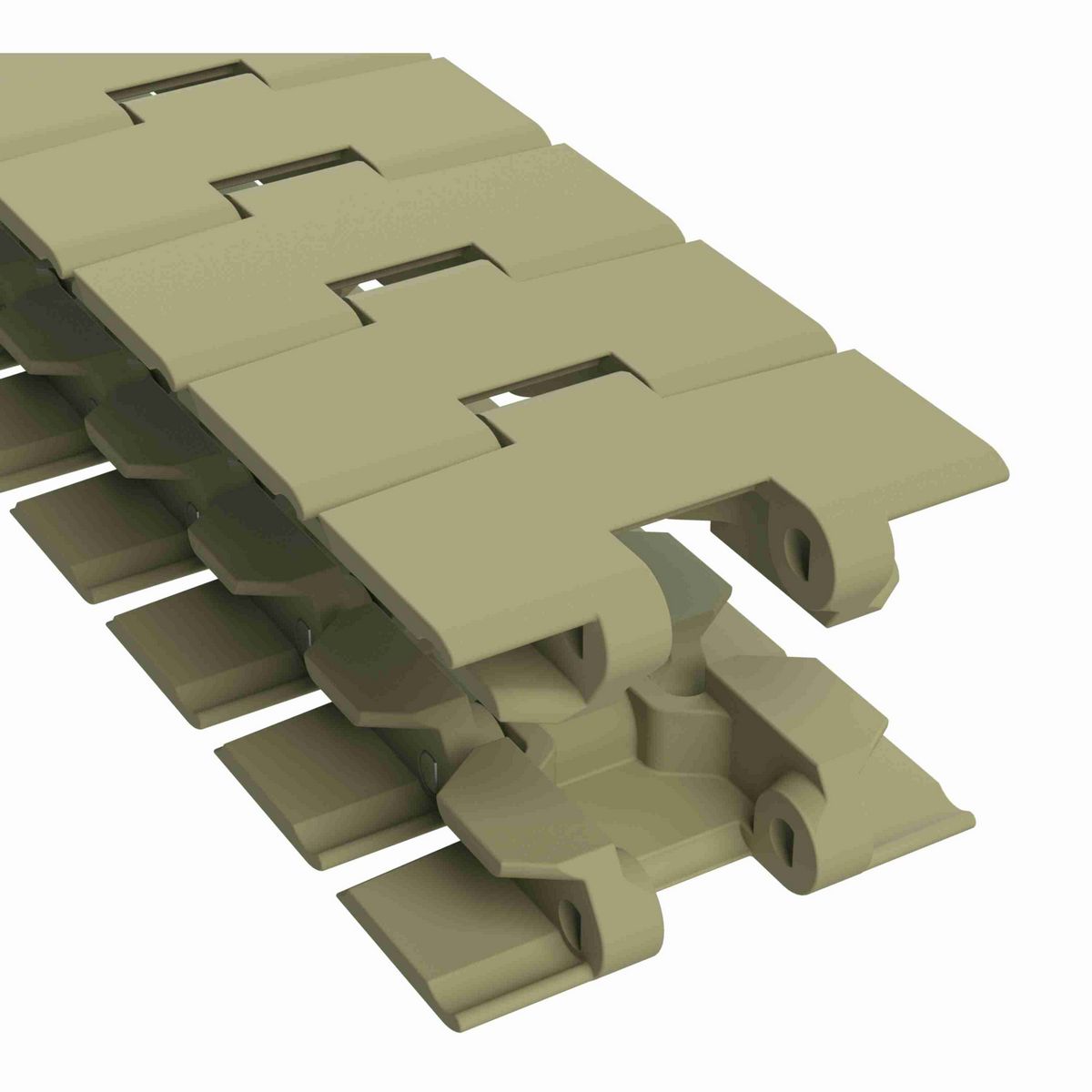 Rexnord 880TAB Side-flexing Solid Top, Material: Green Abrasion Resistant Polyamide, Width: 3.25in, Pitch: 1.5in - 81430491