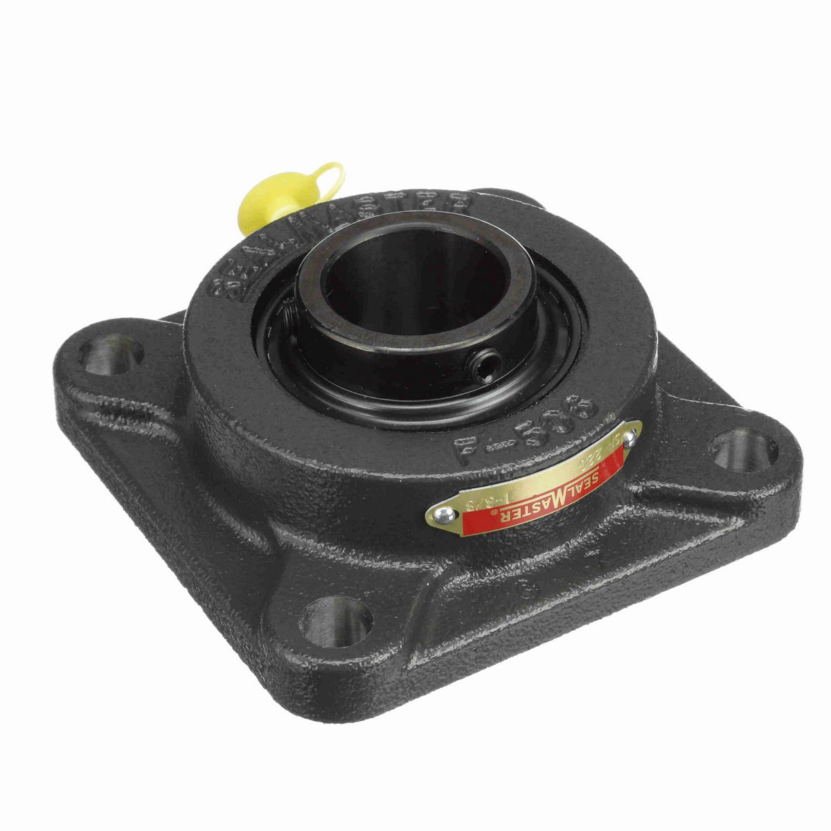Sealmaster Mounted Cast Iron Four Bolt Flange Ball Bearing - 52100 Bearing Steel, Black Oxided - Setscrew Lock - SF-22C