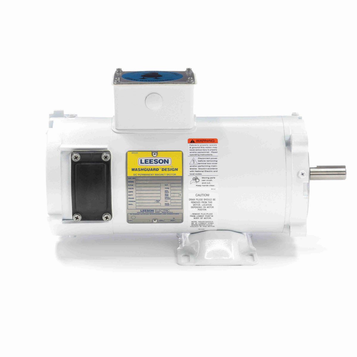 LEESON White Duck™ Washdown Motor, 0.75 HP, 180 V, 1750 RPM, S56C Frame, TENV - 108229.00