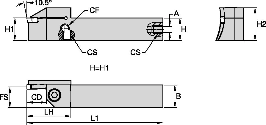 Grooving, and Cut-Off - Square Shank - External Sweep B Kennametal Beyond Evolution - Integral Toolholder - Face Grooving - External - Through Coolant - Inch [6080418]