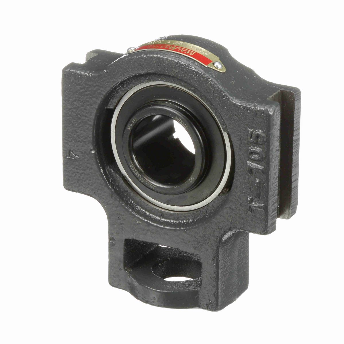 Sealmaster Mounted Cast Iron Wide Slot Take Up Housing & Frame Assembly Ball Bearing - 52100 Bearing Steel, Black Oxided - Concentric Lock - STMH-19T