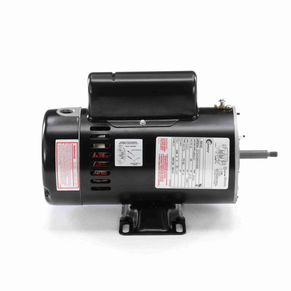 Century Pool Pump Motor, 3.0/.38 HP, 1 Ph, 60 Hz, 230 V, 3600 RPM, 56Z Frame, ODP - SDS1302