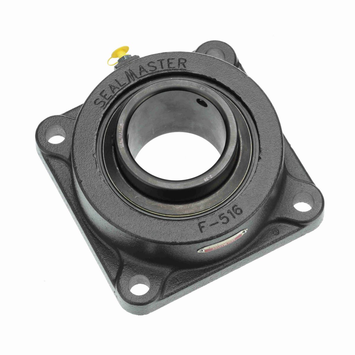 Sealmaster Mounted Cast Iron Four Bolt Flange Ball Bearing - 52100 Bearing Steel, Black Oxided - Setscrew Lock - MSF-56