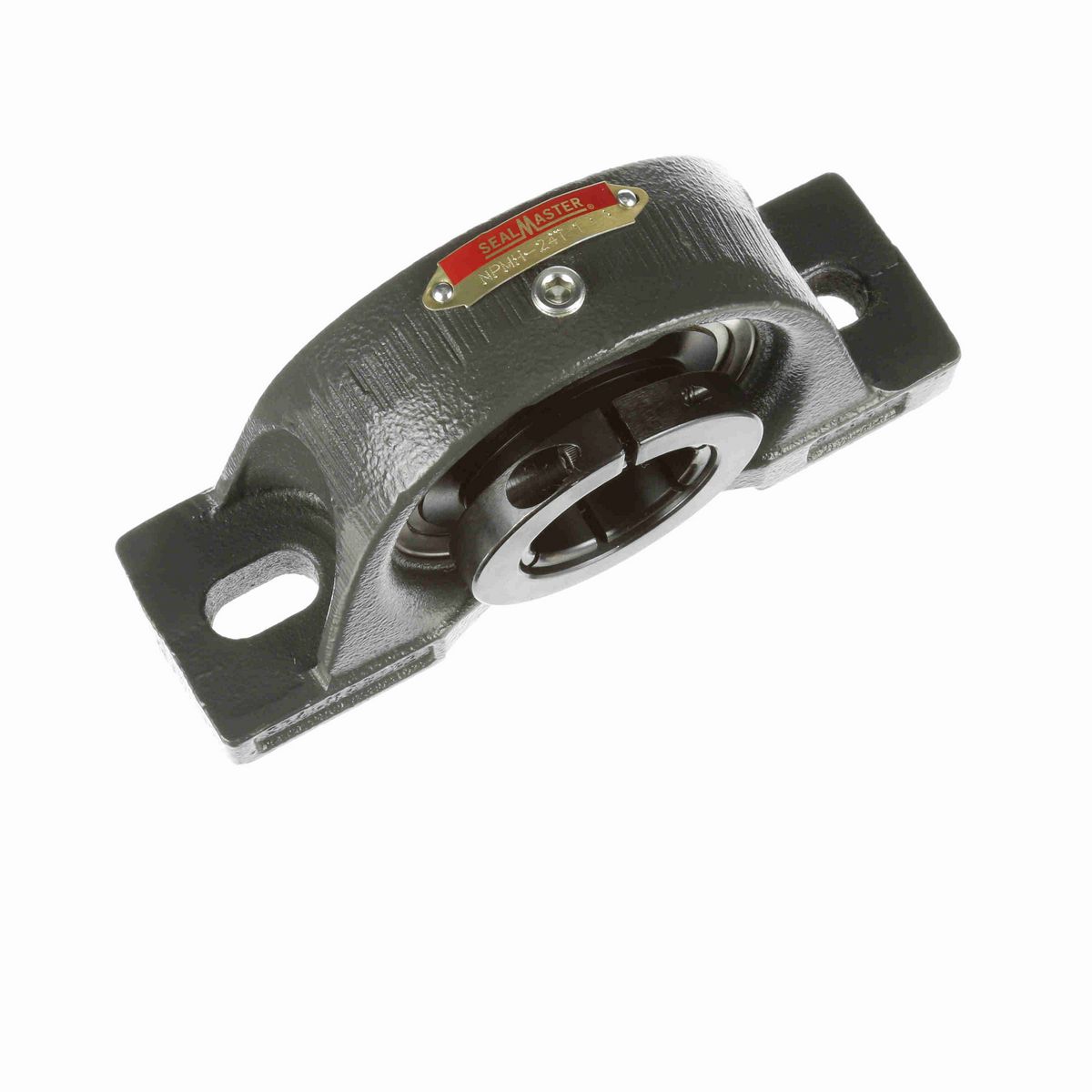 Sealmaster Mounted Cast Iron Two Bolt Pillow Block Ball Bearing - 52100 Bearing Steel, Black Oxided - Concentric Lock - NPMH-24T