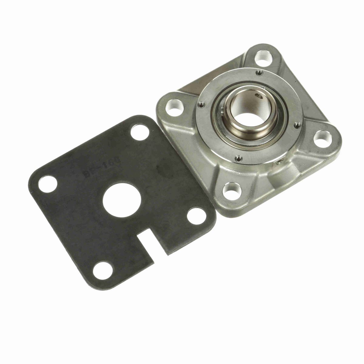 Sealmaster Mounted Stainless Steel Four Bolt Flange Ball Bearing - 52100 Bearing Steel, Phosphorus Nickel Coated - Setscrew Lock - Corrosion Resistant - Reduced Maintenance - Lubed for Life - CRBFS-PN16 RMW