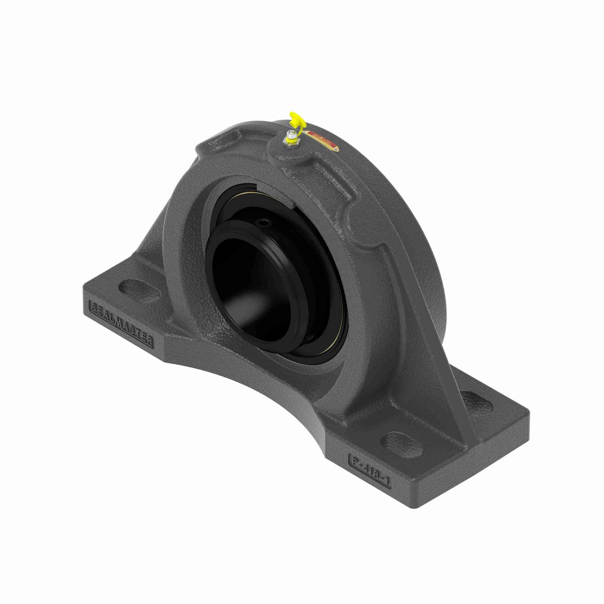 Sealmaster Mounted Cast Iron Four Bolt Pillow Block Ball Bearing - 52100 Bearing Steel, Black Oxided - Double Setscrew Lock - MFPD-63