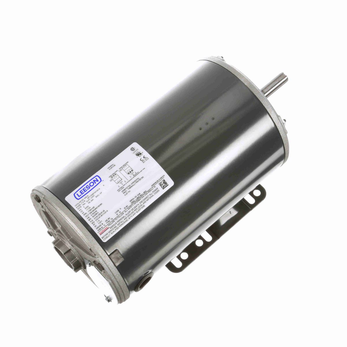 LEESON General Purpose Motor, 1 & 0.75 HP, 3 Ph, 60 & 50 Hz, 208-230/460 & 190/380 V, 1800 & 1500 RPM, 56H Frame, DP - G921A