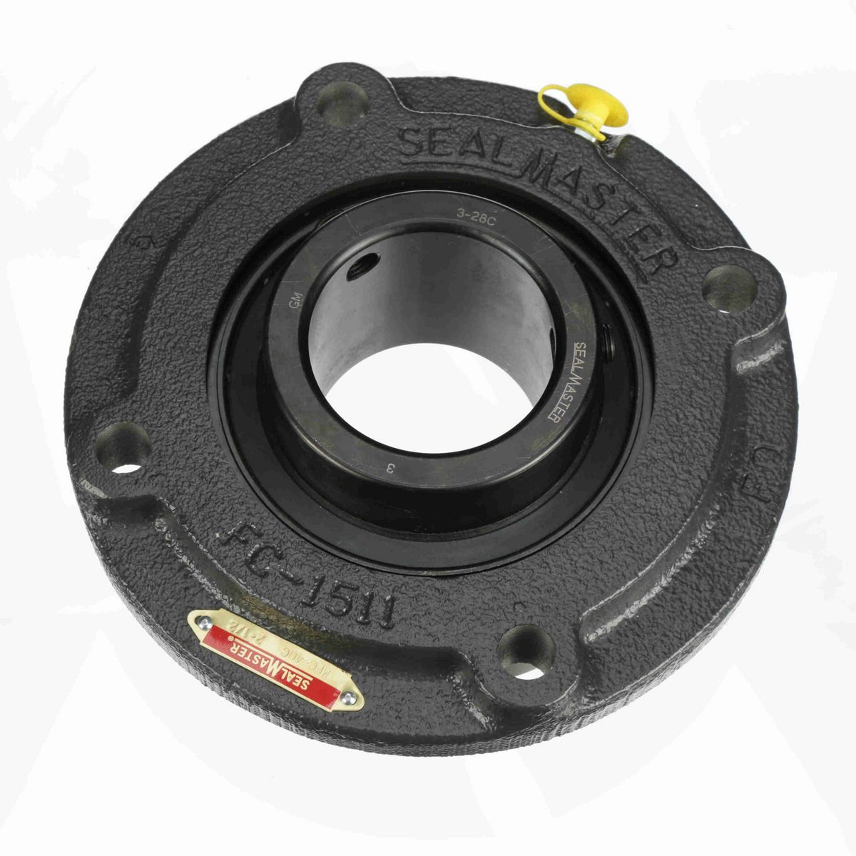 Sealmaster Mounted Cast Iron Flange Cartridge Ball Bearing - 52100 Bearing Steel, Black Oxided - Setscrew Lock - MFC-40C