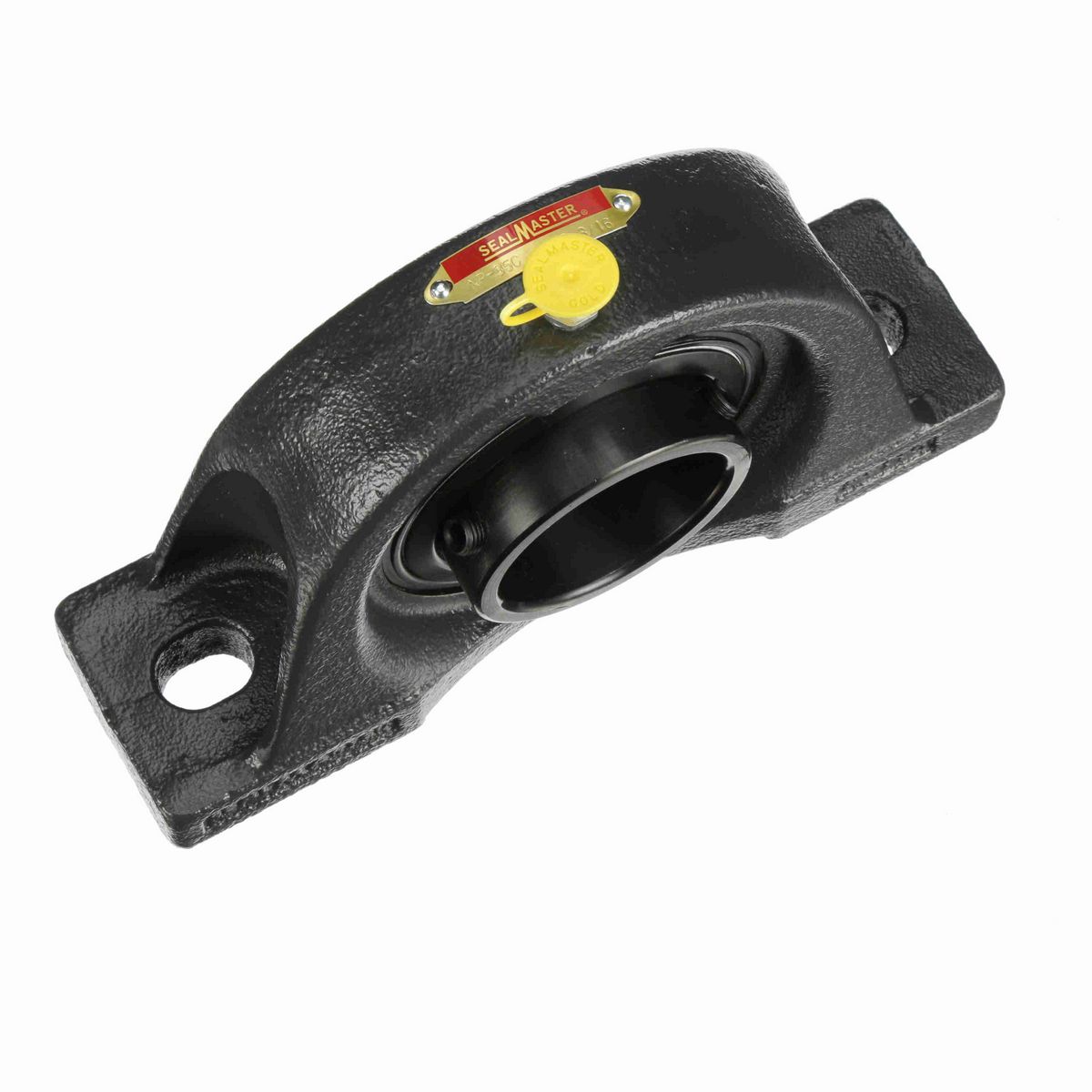 Sealmaster Mounted Cast Iron Two Bolt Pillow Block Ball Bearing - 52100 Bearing Steel, Black Oxided - Setscrew Lock - NP-35C