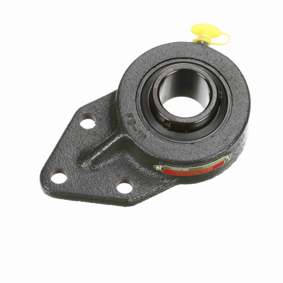 Sealmaster Mounted Cast Iron Three Bolt Flange Bracket Ball Bearing - 52100 Bearing Steel, Black Oxided - Setscrew Lock - FB-206