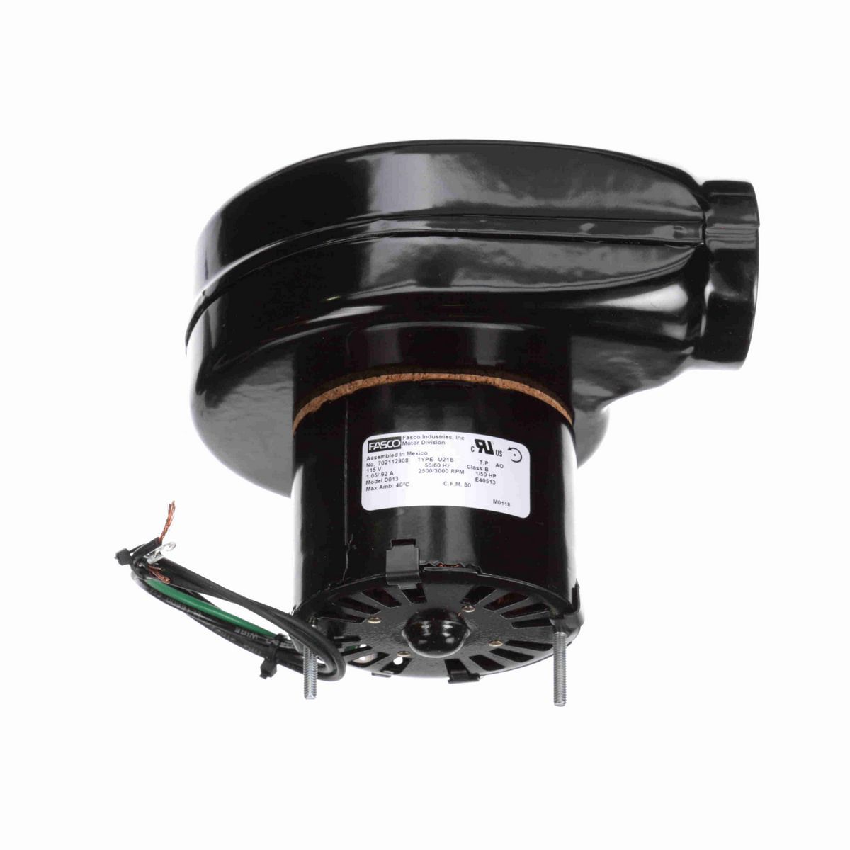 FASCO Round Outlet Shaded Pole Centrifugal Blower, 115 Volts, Flange: No - D013