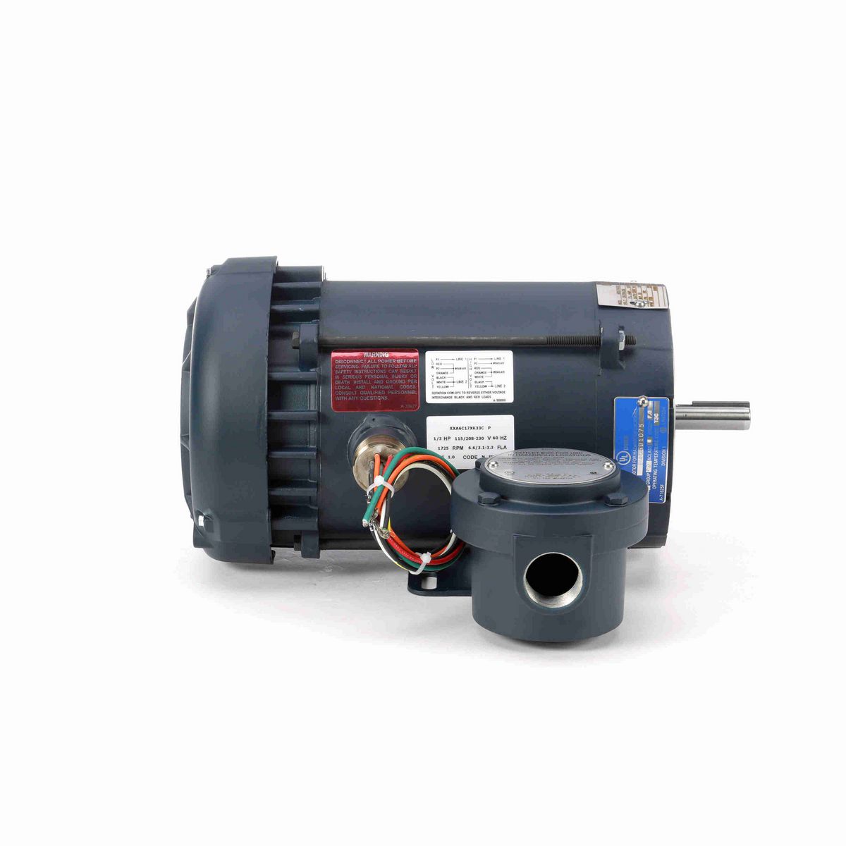 LEESON Explosion Proof Motor, 0.33 HP, 1 Ph, 60 Hz, 115/208-230 V, 1800 RPM, 56C Frame, EPFC - 116606.00