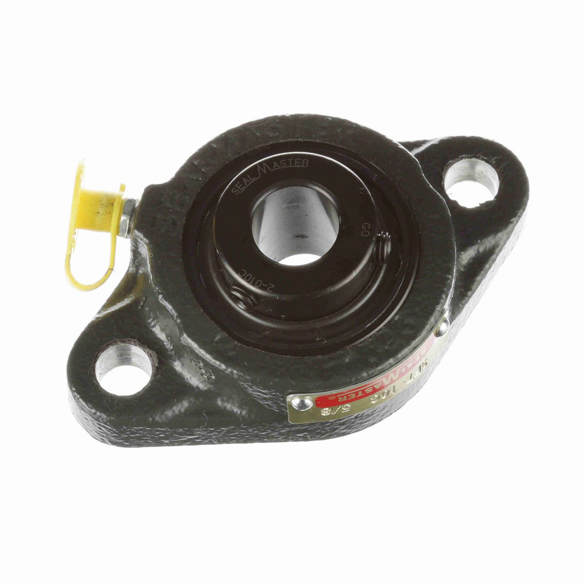 Sealmaster Mounted Cast Iron Two Bolt Flange Ball Bearing - 52100 Bearing Steel, Black Oxided - Setscrew Lock - SFT-10C