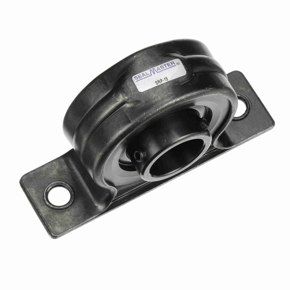 Sealmaster Mounted Stamped Steel Two Bolt Pillow Block Ball Bearing - 52100 Bearing Steel, Black Oxided - Setscrew Lock - SRP-19