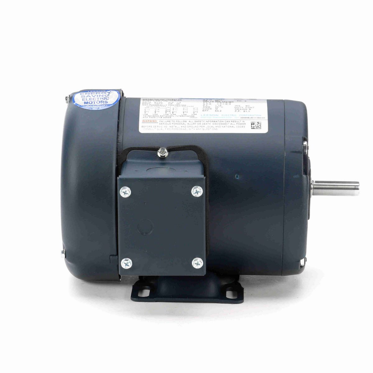 LEESON General Purpose Motor, 0.33 HP, 3 Ph, 60 Hz, 230/460 V, 1800 RPM, 48 Frame, TEFC - 101647.00