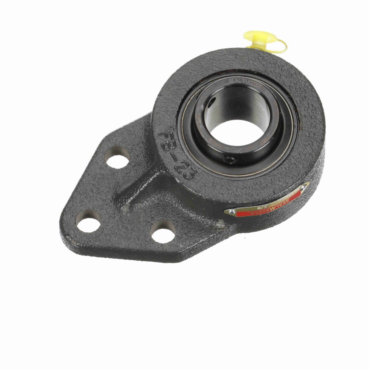 Sealmaster Mounted Cast Iron Three Bolt Flange Bracket Ball Bearing - 52100 Bearing Steel, Black Oxided - Setscrew Lock - FB-22