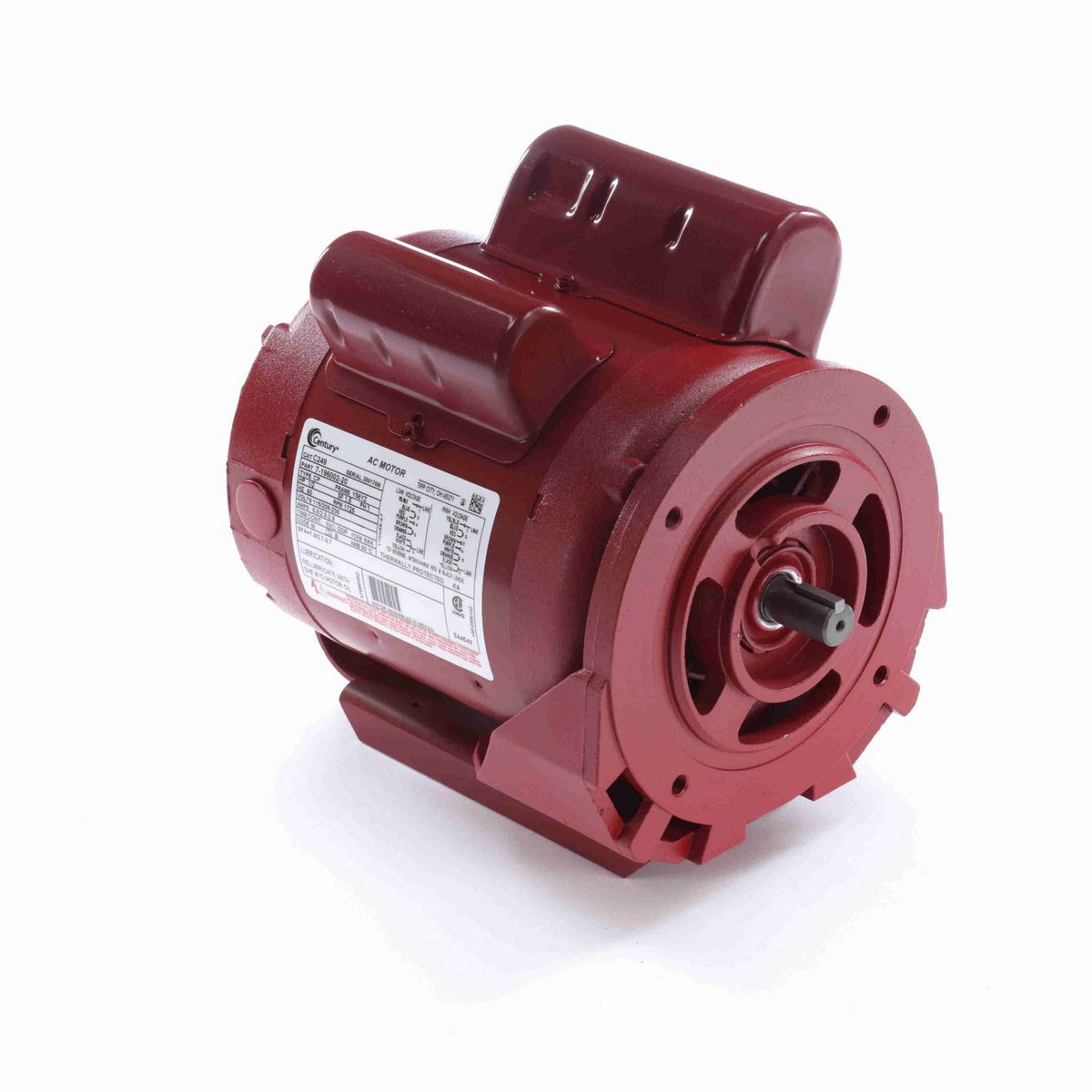 Century Circulator Pump Motor, 1/2 HP, 1 Ph, 60 Hz, 115/208-230 V, 1800 RPM, Y56YZ Frame, ODP - C249