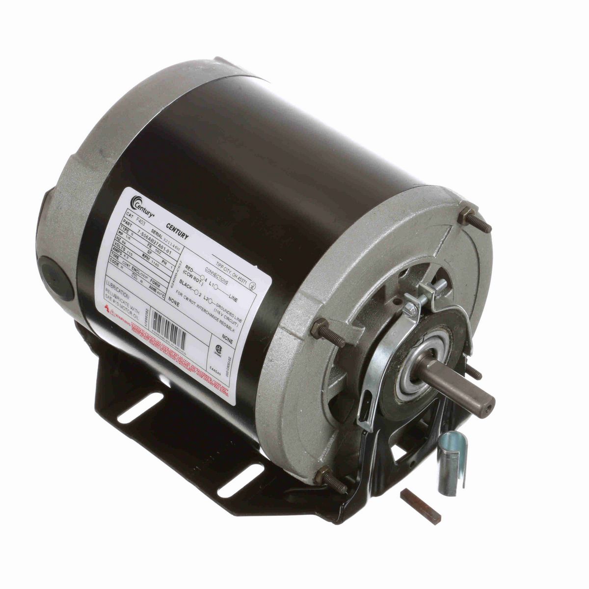 Century General Purpose Motor, 1/6 HP, 1 Ph, 60 Hz, 115 V, 1200 RPM, 56Z Frame, ODP - F403