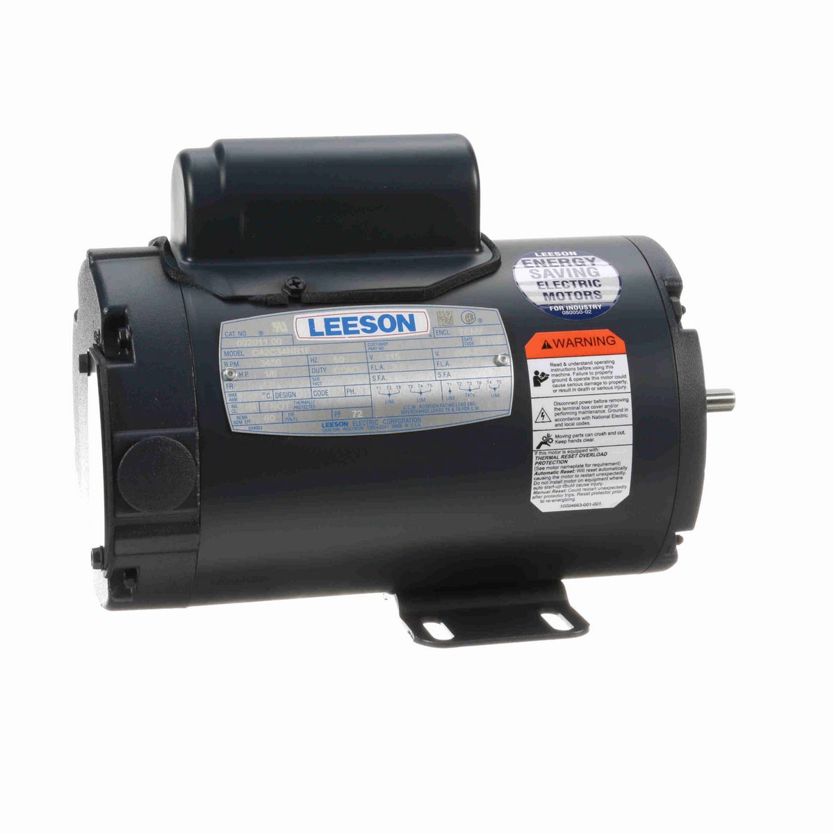 LEESON General Purpose Motor, 0.17 HP, 1 Ph, 60 Hz, 115/208-230 V, 3600 RPM, 42 Frame, TENV - 092011.00