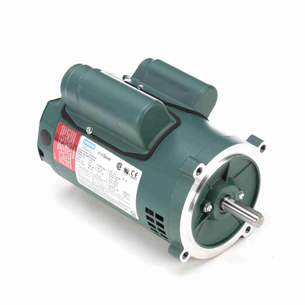 LEESON ecoSaver™ General Purpose Motor, 0.50 HP, 1 Ph, 60 Hz, 115/230 V, 1800 RPM, S56C Frame, DP - E100019.00