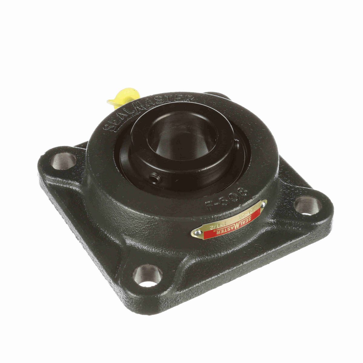Sealmaster Mounted Cast Iron Four Bolt Flange Ball Bearing - 52100 Bearing Steel, Black Oxided - Setscrew Lock - MSF-24