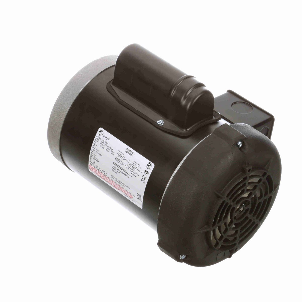 Century General Purpose Motor, .5 HP, 1 Ph, 60 Hz, 115/208-230 V, 1800 RPM, 56C Frame, TEFC - C907V1