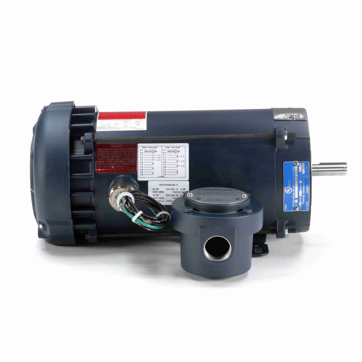 LEESON Explosion Proof Motor, 3 & 2 HP, 3 Ph, 60 & 50 Hz, 230/460 & 190/380 V, 3600 & 3000 RPM, 56C Frame, EPFC - 119443.00