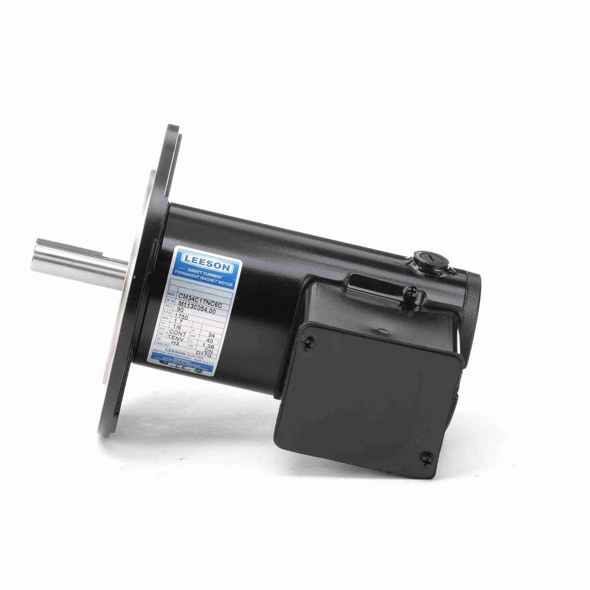 LEESON Sub-Fractional Motor, 0.17 HP, 90 V, 1750 RPM, 34 Frame, TENV - M1130054.00