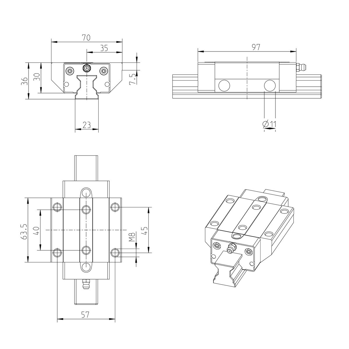 Роликовая каретка устойчивая к коррозии с покрытием Resist CR Bosch Rexroth RWD-025-FNS-C2-H-2 [R18512237X]