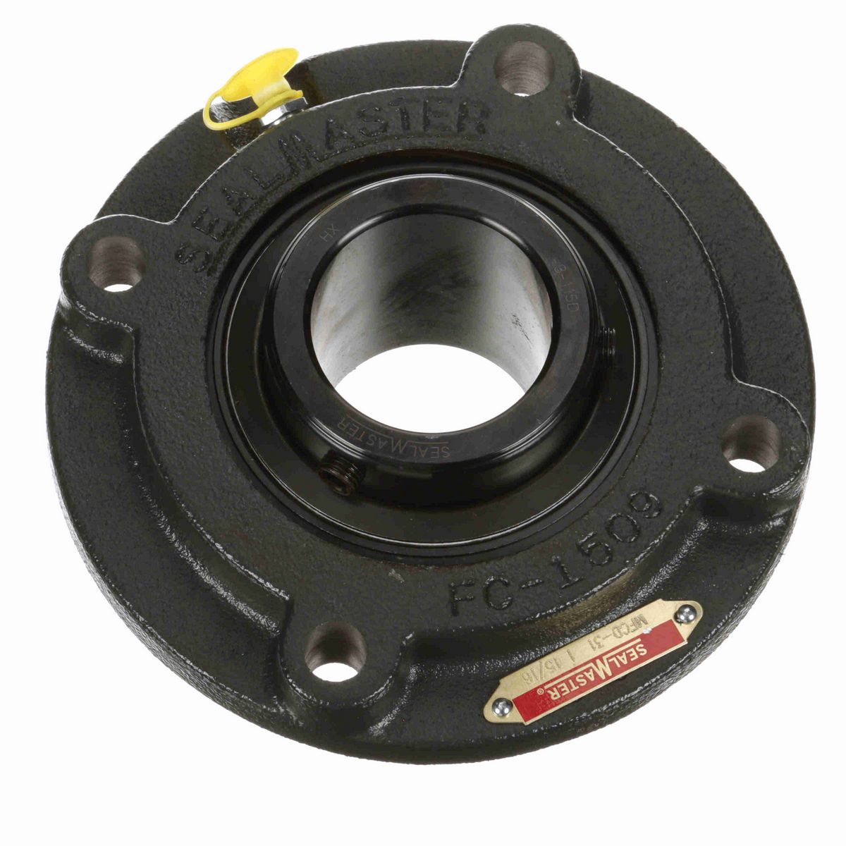Sealmaster Mounted Cast Iron Flange Cartridge Ball Bearing - 52100 Bearing Steel, Black Oxided - Double Setscrew Lock - MFCD-31