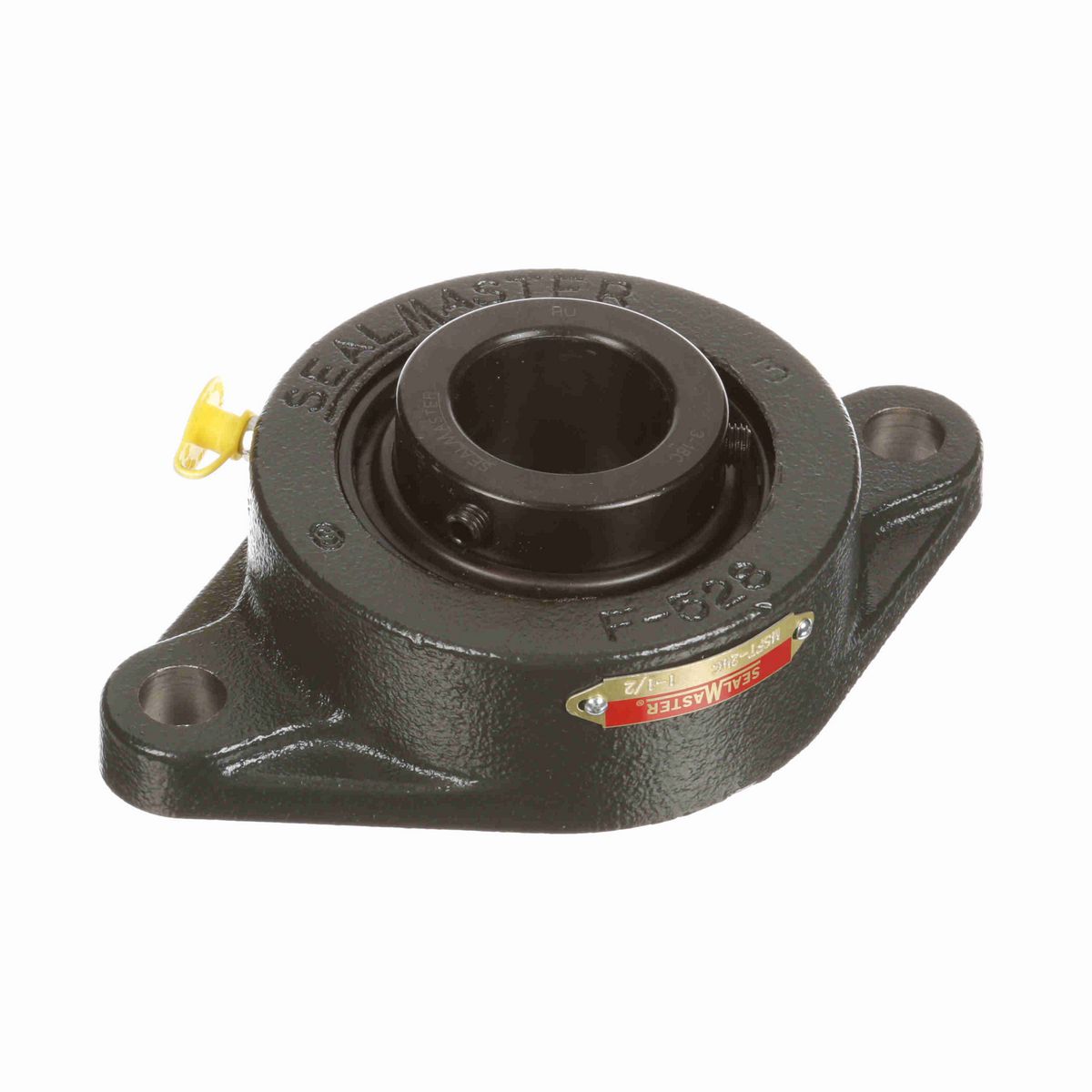 Sealmaster Mounted Cast Iron Two Bolt Flange Ball Bearing - 52100 Bearing Steel, Black Oxided - Setscrew Lock - MSFT-24C