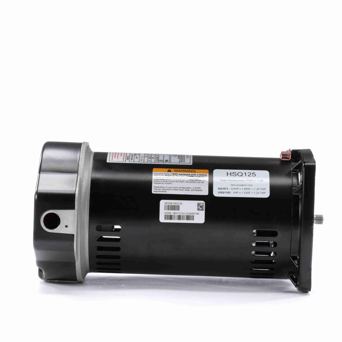 Century Centurion PRO ® Motors Pool Pump Motor, 1.25 HP, 1 Ph, 60 Hz, 230/115 V, 3600 RPM, 48Y Frame, ODP - HSQ125