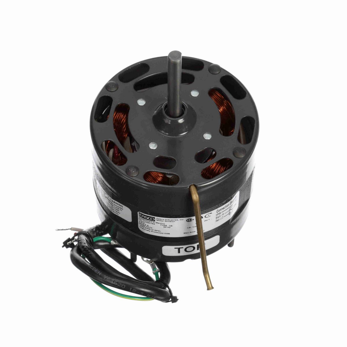 FASCO Fan and Blower Motor, 1/8-1/20 HP, 1 Ph, 60 Hz, 115 V, 1500 RPM, 2 Speed, 4.4" Diameter, OAO - D374