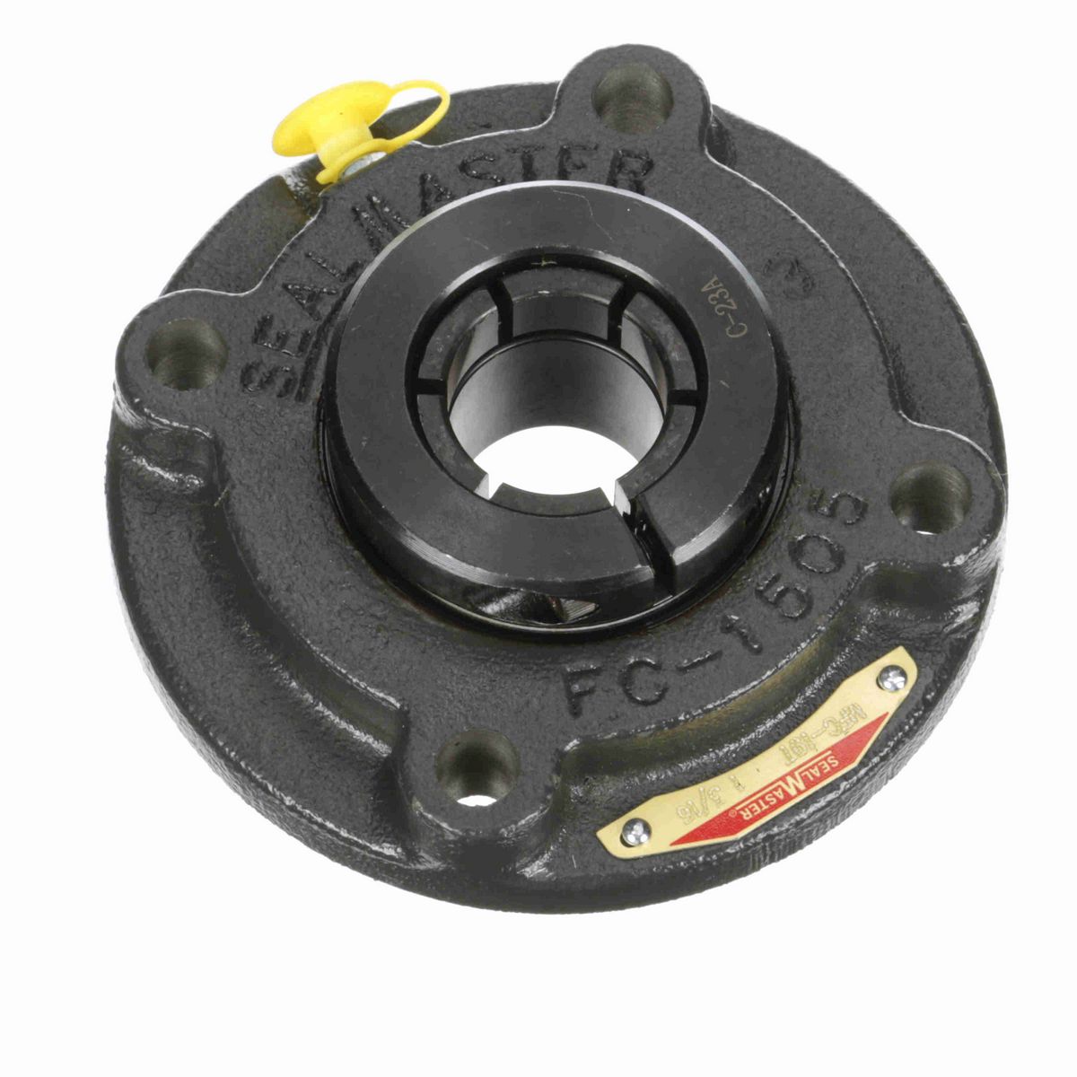 Sealmaster Mounted Cast Iron Flange Cartridge Ball Bearing - 52100 Bearing Steel, Black Oxided - Concentric Lock - MFC-19T