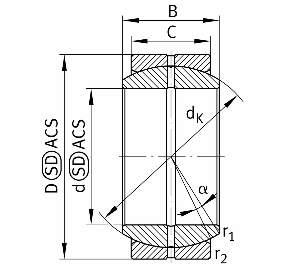 Сферический шарнирный подшипник INA GE120-DO-C2
