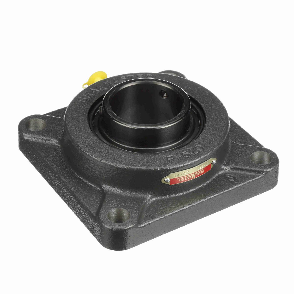 Sealmaster Mounted Cast Iron Four Bolt Flange Ball Bearing - 52100 Bearing Steel, Black Oxided - Setscrew Lock - SF-35C