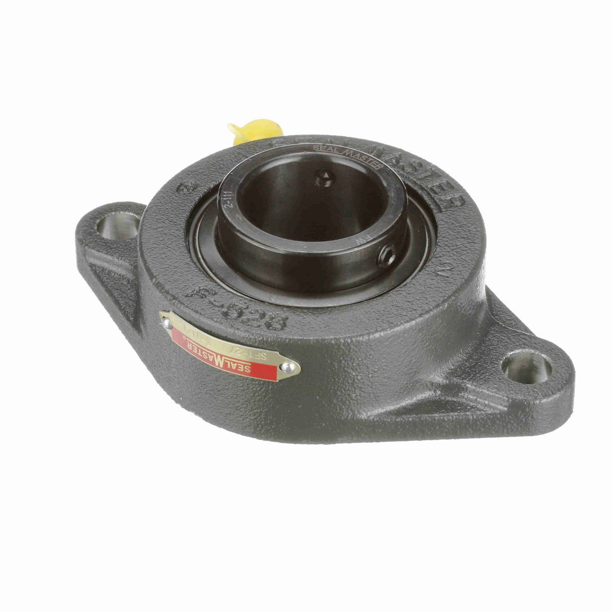 Sealmaster Mounted Cast Iron Two Bolt Flange Ball Bearing - 52100 Bearing Steel, Black Oxided - Setscrew Lock - SFT-27