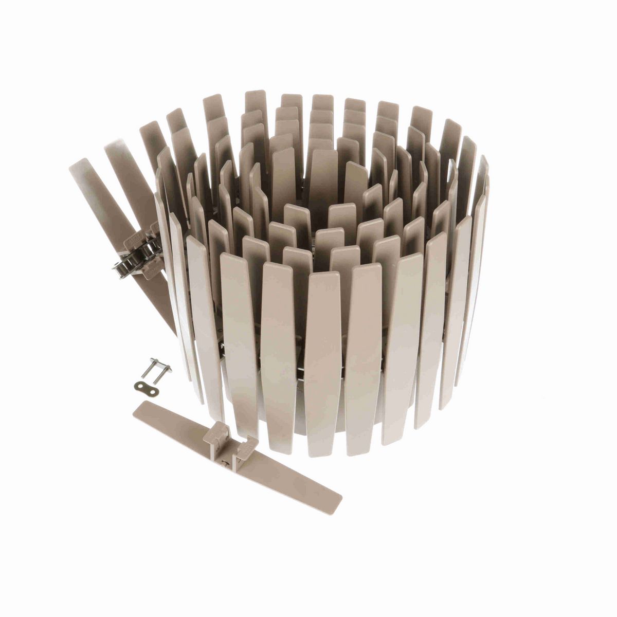 System Plast 1873TAB Side-flexing Solid Top, Material: Tan Low Friction, Width: 10in, Pitch: 1.5in - LF1873SS-TAB-K1000